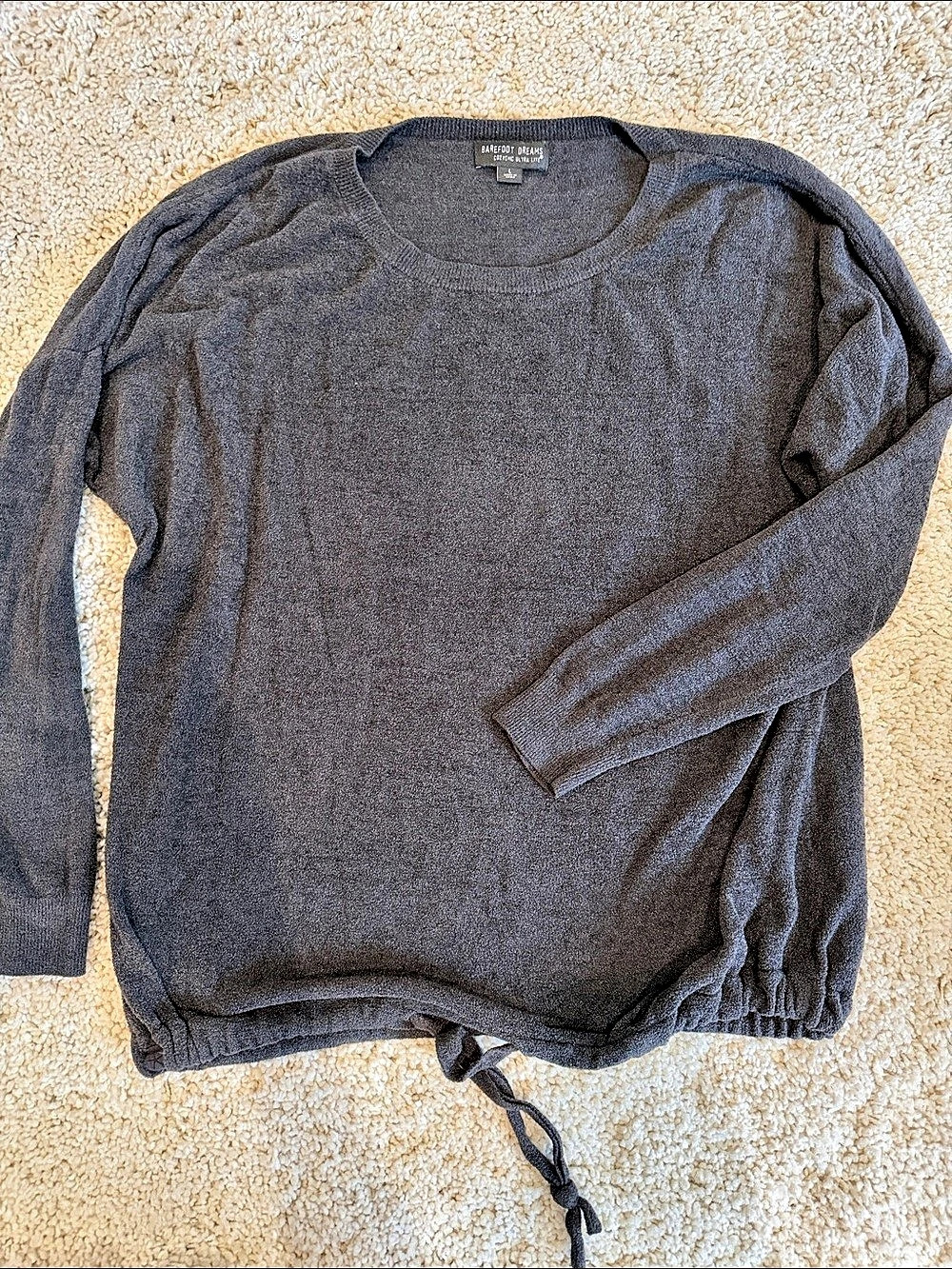 Barefoot Dreams CozyChic Ultra Lite Slouchy Pullover Graphite Pullover Size Medi